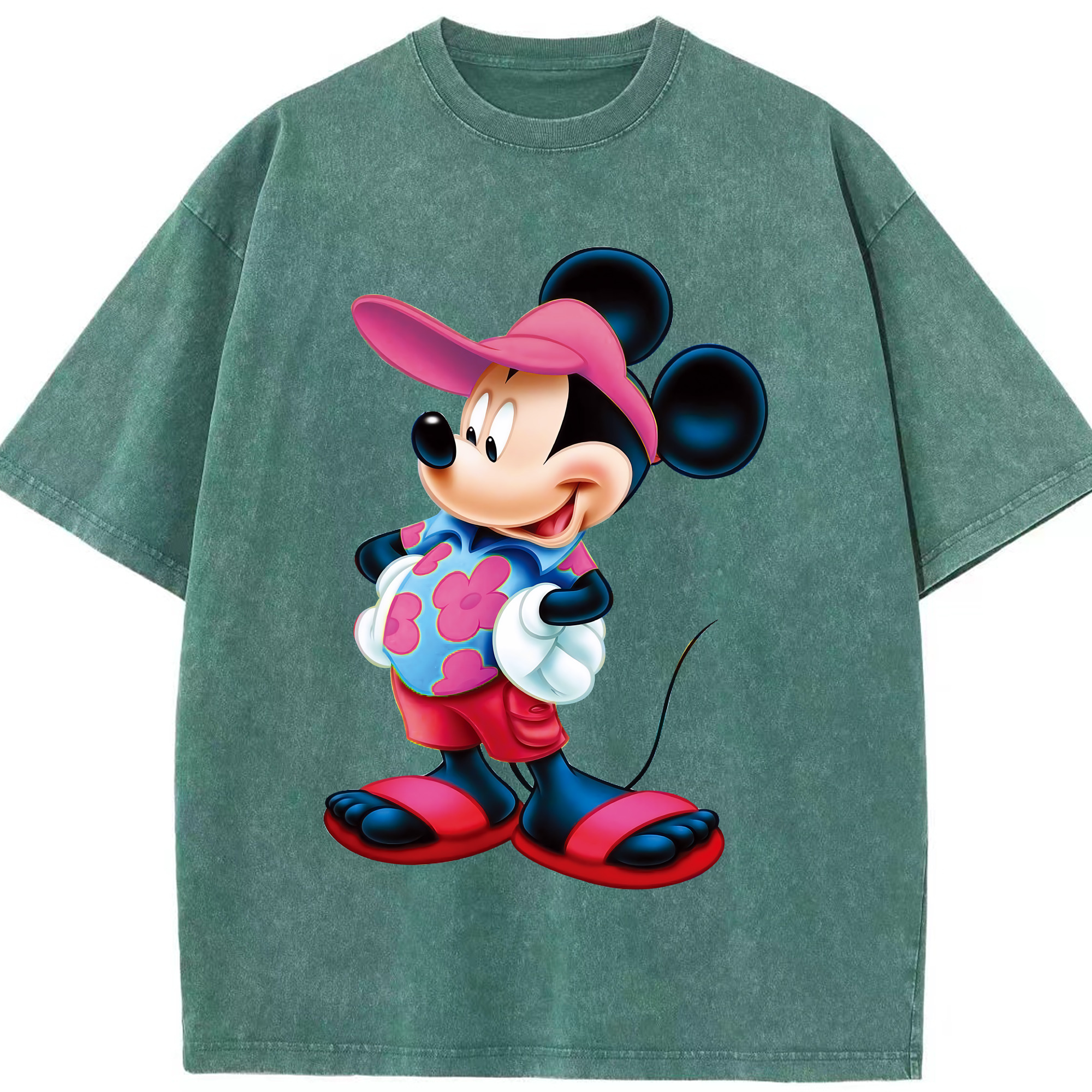 （画像用） ミッキーマウス Mickey Mouse 綿100% ヴィンテージ風 半袖Tシャツ（フロントプリント）
